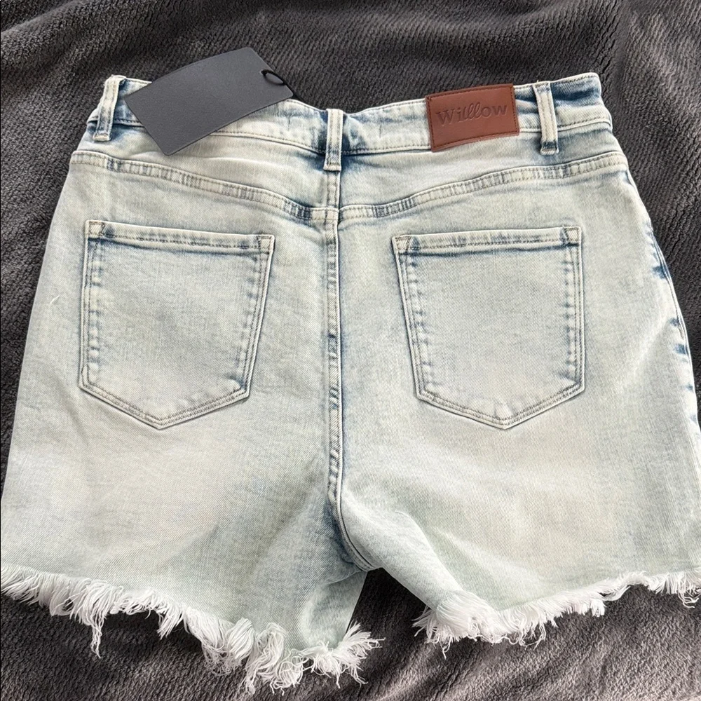 Willow Women's Light Blue Frayed Jean Shorts - Picture 2 of 4